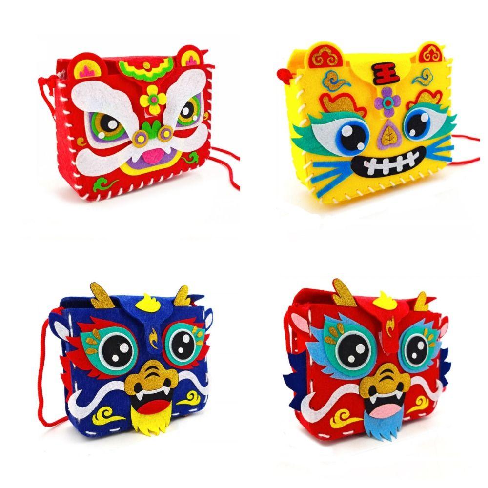 Non-woven Fabric DIY Dragon Bag Toy Chinese Style New Year Portable Handbag  Party