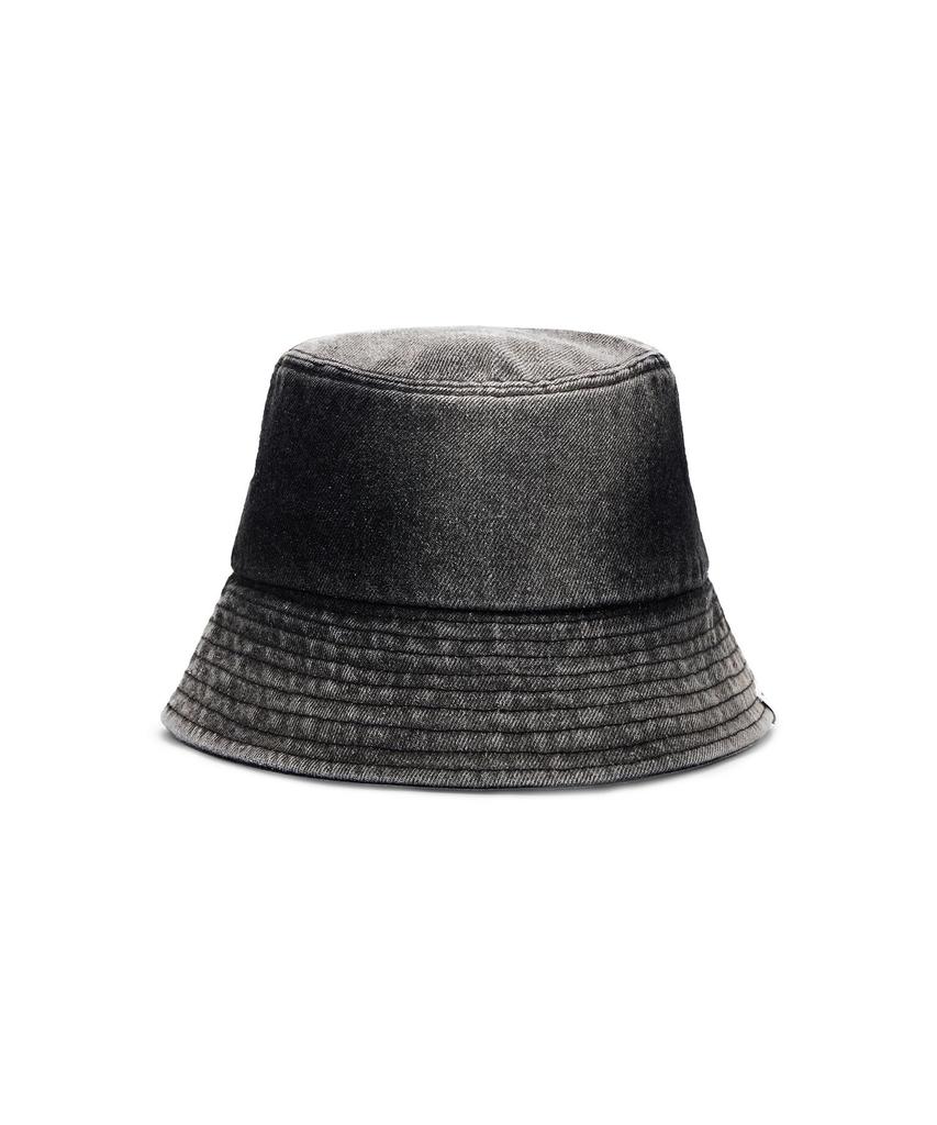 Bajal Vz Label Bleach Washed Denim Bucket Hat Black