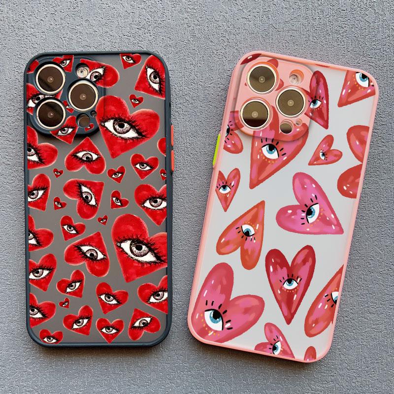 Ogen van Liefde Mode Telefoonhoesje voor IPhone 17 16 Pro Max 15 14 Plus Pro Max 13 Mini 12 11 Pro Max Schokbestendige Beschermhoezen
