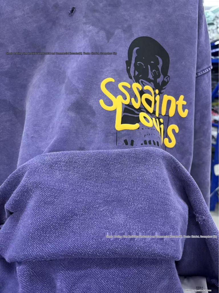 SAINT LOUIS Schweres Unisex-Sweatshirt - Ausgerissener Kragen, Gewaschen & Used-Look, 710g