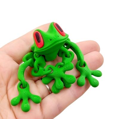 3D Printed Frog Statue, Flexible 3D Printed Animal, Fidget Action Figures for Home Office Desk Decor