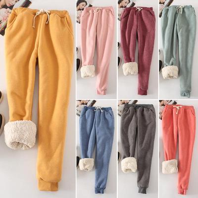 Women Warm Velvet Pant Thicker Elastic Waist Plus Velvet Pants Fashion Sweatpants