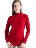 Women's Slimming Wool Long-Sleeve Half-High Neck Top - Solid Color, Versatile Basic