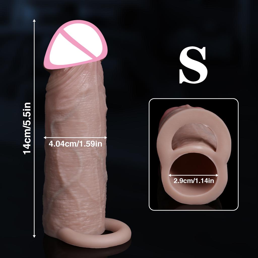 Man Delayed Ejaculation Extend Soft Realistic Enlarger Penis Sleeve Condom Sex Toys For Men Dildo Safety Silicone Dick Cock Ring
