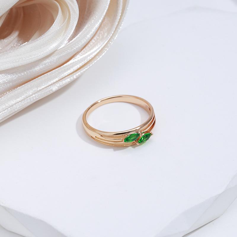 Kinel Shiny Green Zircon Leaf Rings For Women Trendy Luksus Smykker