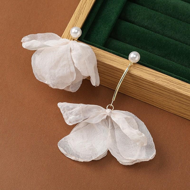 Garden Sweet Silk Fabric Flower Earrings - Elegant Stud Earrings for Women - Beach Style Ear Rings