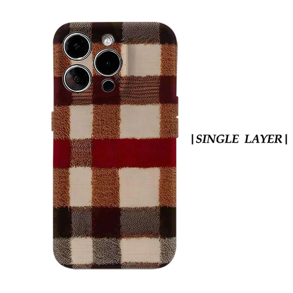 

Rustic Plaid Woven Phone Case for IPhone 17 16 15 14 13 Pro Max Plus for Magnetic Single Double-layer Tough Case IPHONE17PROMAX