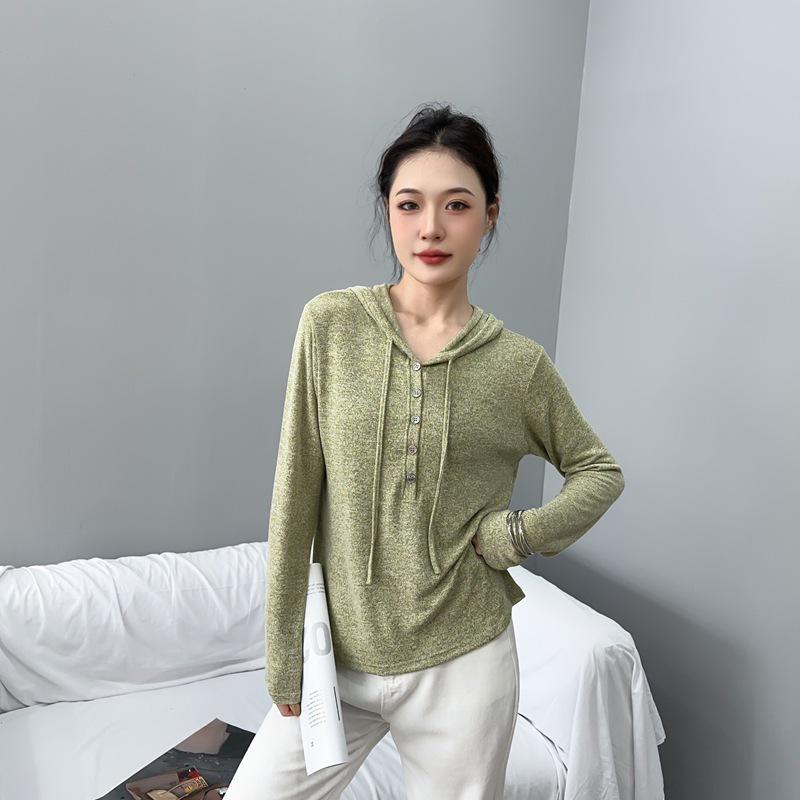 Women's Slimming High Elasticity Knitted Hoodie - Autumn/Winter Style, Warm Long Sleeve Casual Top