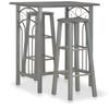 3-piece Bar Set Wood and Steel Anthracite