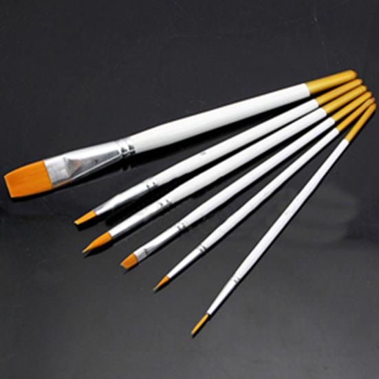 6 Pcs Art Painting Brushes Set Acrylic Oil Watercolor Artist Paint Brush Tool