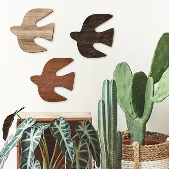 3 Pcs Wood Birds Beach Wall Decor Rustic Vintage Wooden Wall Art Flying Birds Wall Sculpture for Home Bathroom Bedroom Decor