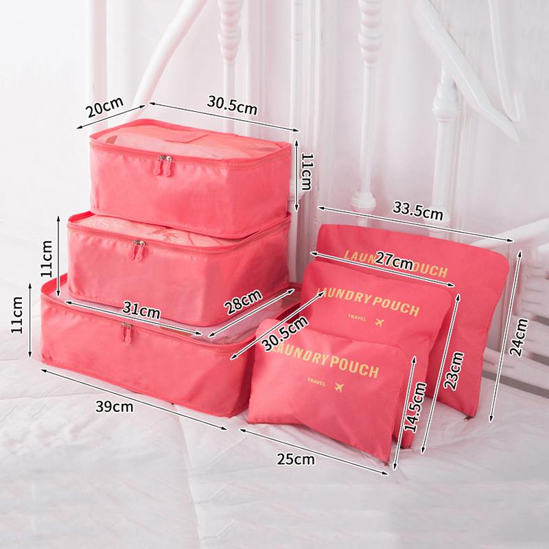 6 In 1 Travel Organizer Laundry Pouch Travel Luggage Bag Clothes Organizer Set