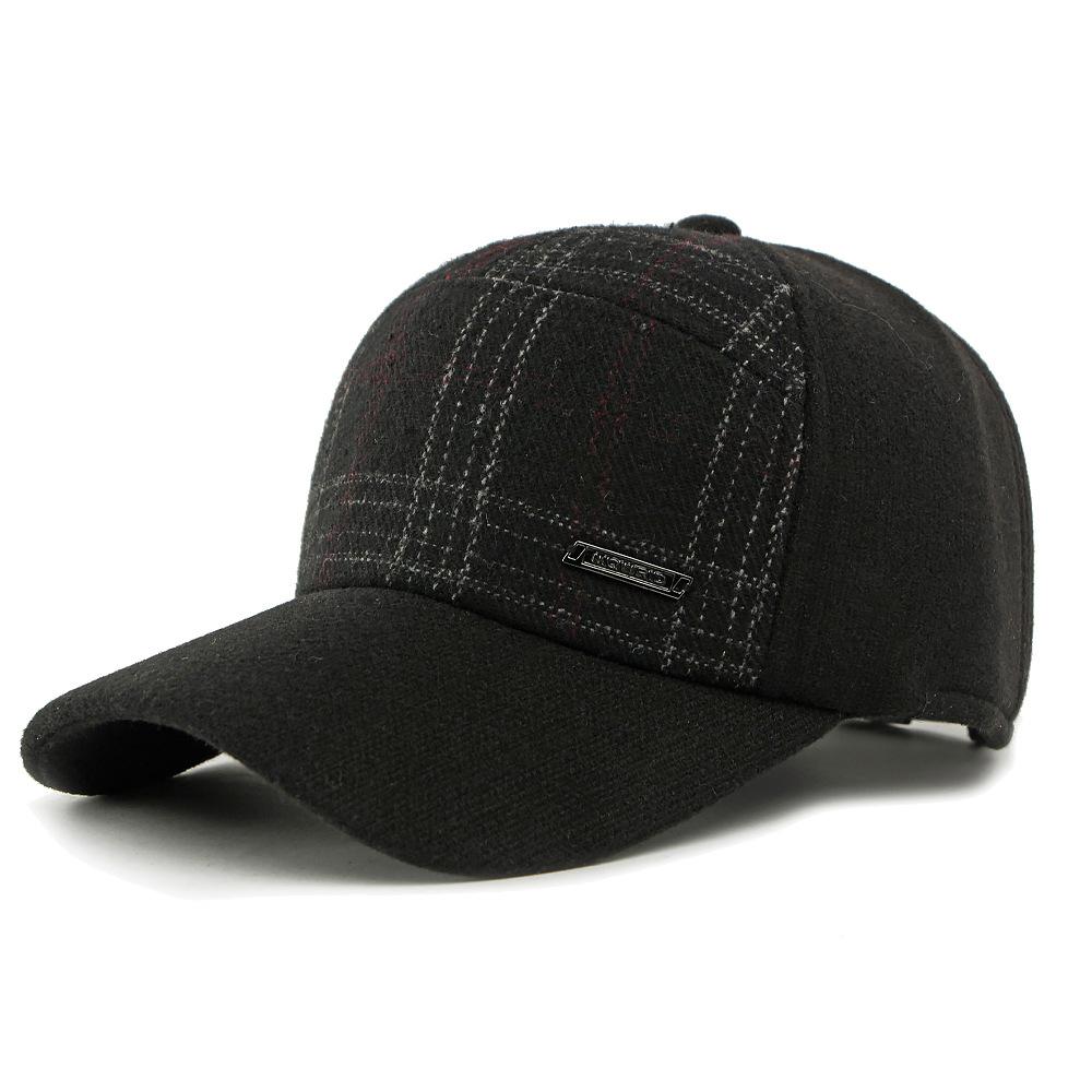 Men's Plaid Wool Blend Baseball Cap - Casual Retro Style Adjustable Hat (5 Color Options)