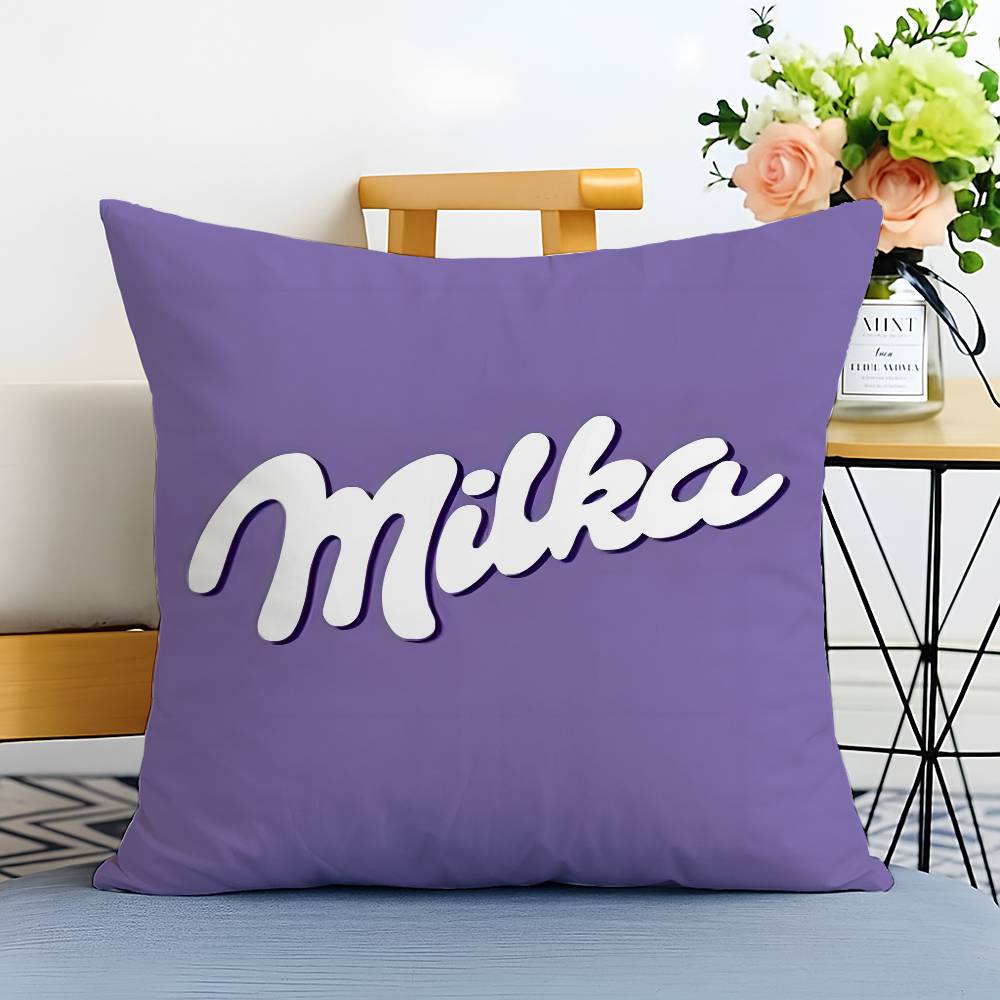 

Забавная наволочка с логотипом M-Milka-MT Chocolate, напечатанная на матовом флисе, наволочка, приятная на ощупь как детская кожа, экологически чистая сублимационная печать 12x12Inch