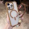 Phone Case For iPhone 16E 15 14 16 Plus 11 12 13 16 Pro Max Magnetic Wrist Strap Magsafe Lanyard Protector Shockproof Cover