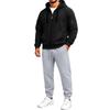 Men's Athletic Full Zip Hoodie and Black Pants Casual Track Suit 2 Piece Set