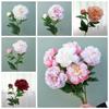 Flexible Artificial Peony Flowers Silk Peony Flower Bouquet 2 Heads Peony Flowers  Living Room