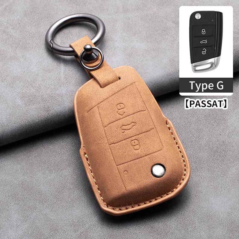 Styling Mouldings Sheepskin Leather Car Key Case Cover Fob For Volkswagen Polo VW Magotan Passat B8 TIGUAN MK2 Golf 8 2020 Car A