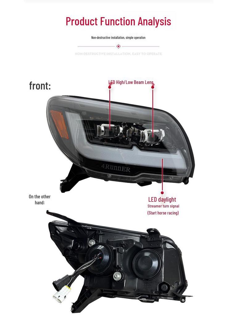 LED Daytime Running Light Projector Headlights for 2006-2013 Toyota 4Runner