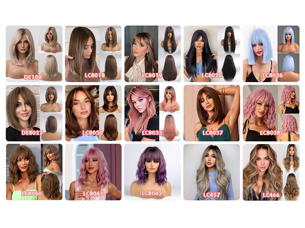 EMMOR Gradient Medium-Long Curly Wig with Side-Parted Flipped French Bangs