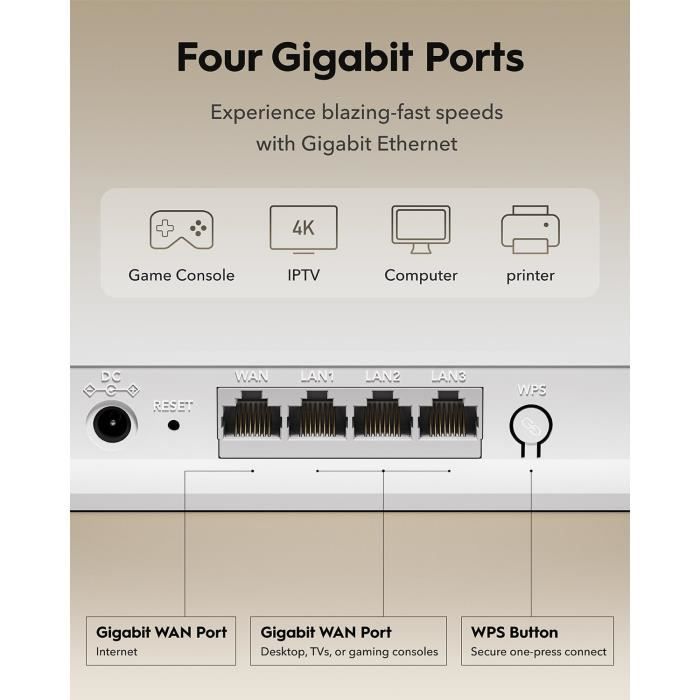 Routeur - cudy - be3600 - wi-fi 7 - 4 ports gigabit - quad core 2,0 ghz