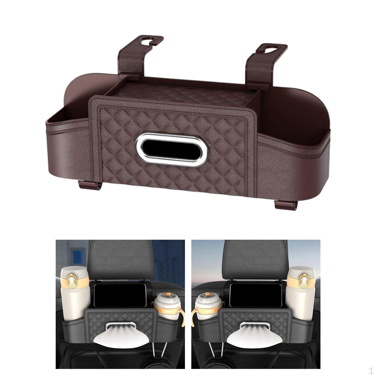 

Задний органайзер с подстаканником и карманами для хранения коричневый