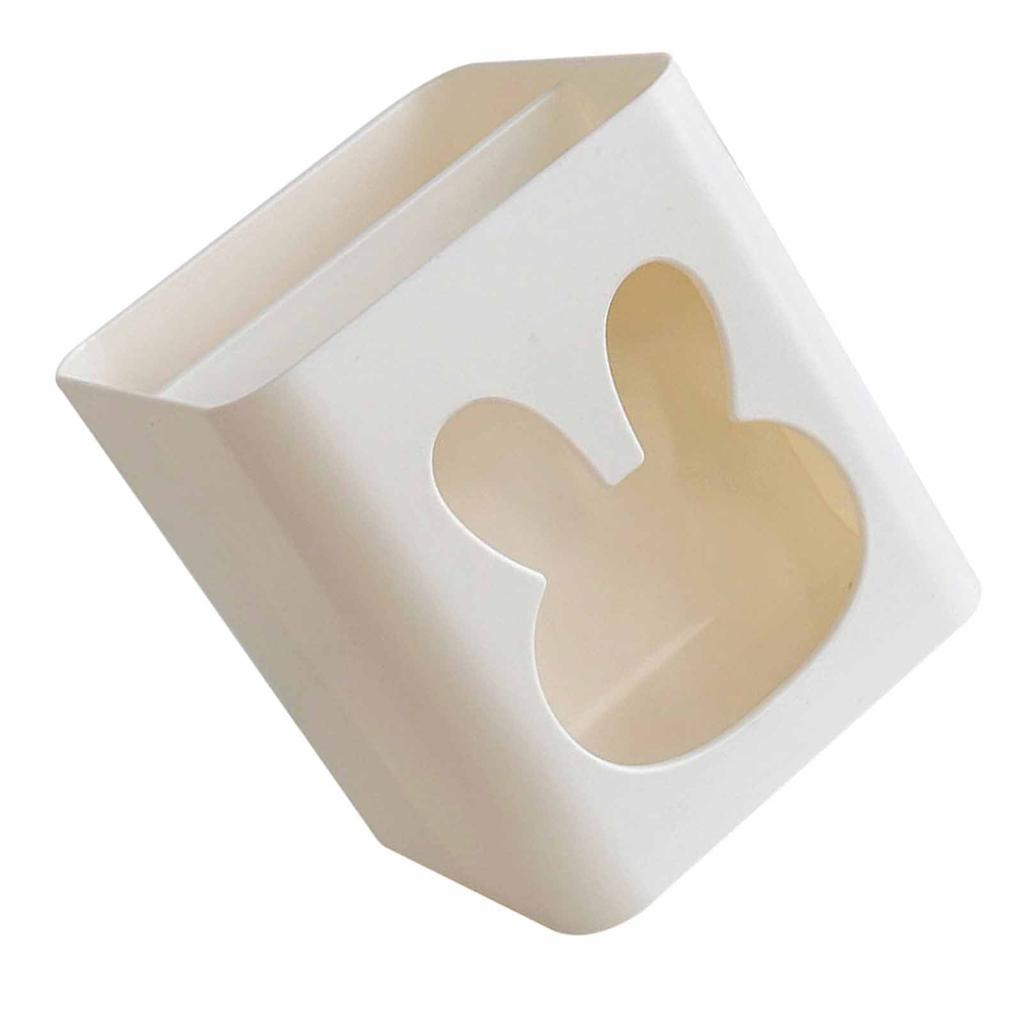 Brush Holder Organizer Makeup Pen Desktop Storage Container White Small Rabbit Square