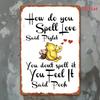 2D Flat, 2D Flat Effect Piece Winnie and Pijam Classic Dialogue: You Don't Spell Love, Feel It 8x12 Inches, Iron Hanging Wall Su