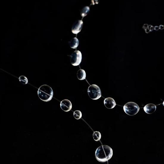 Clear Waterdrop Jewelry Artificial Crystal Glass Round Bead Necklace Tassel Earring Teardrop Beaded Bracelet for Wedding Party