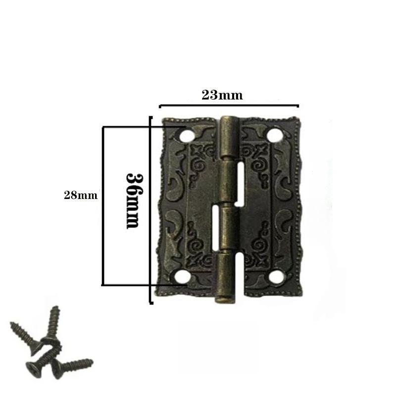 20/1Sets Antique Bronze Hinges Vintage Cupboard Cabinet Fitting with Screws Jewelry Boxes Wooden Case Hinge Furniture Hardware
