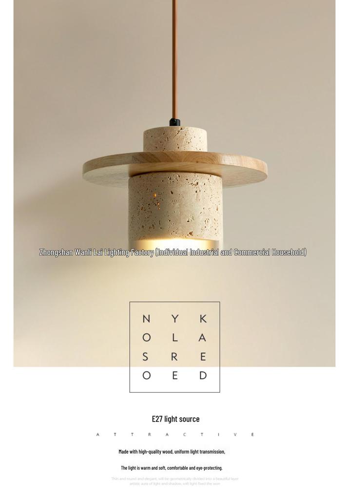 Yellow Wabi-sabi Stone Pendant Light for Dining, Bedroom, or Teahouse