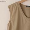 ZANZEA Women Casual V-Neck Summer Sleeveless Cotton Tank Tops