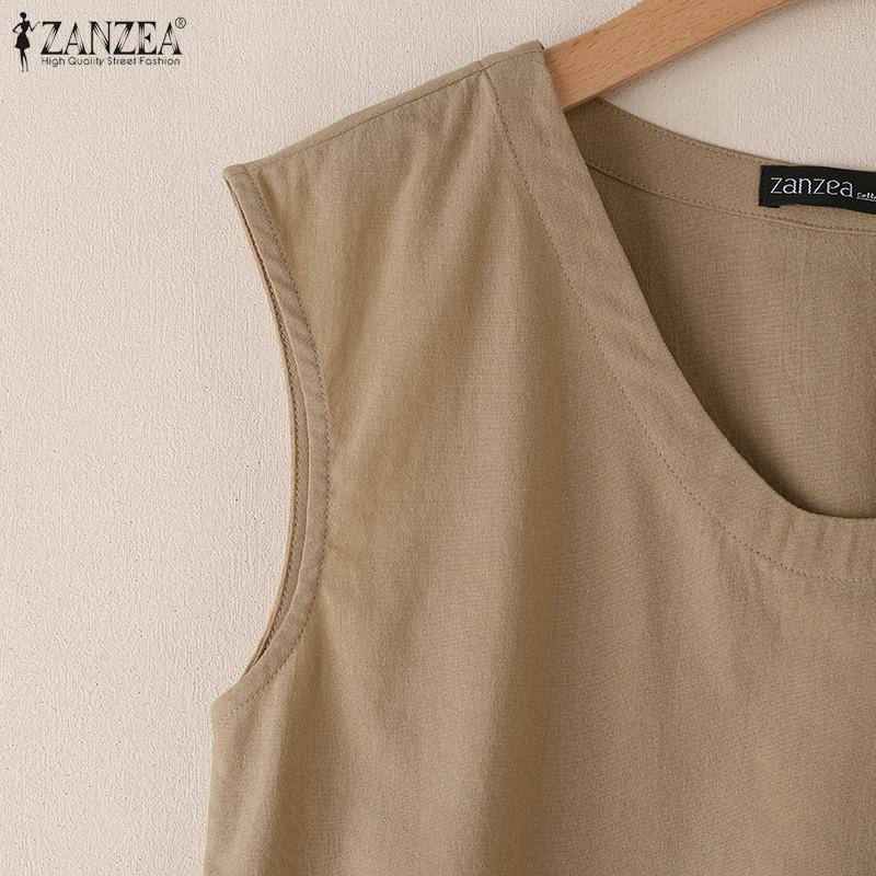 ZANZEA Women Casual V-Neck Summer Sleeveless Cotton Tank Tops