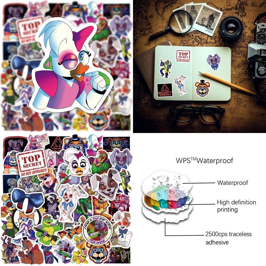 50pcs Fnaf Stickers Waterproof Adhesive Reusable Decor