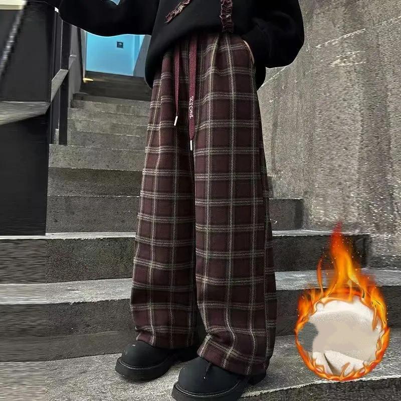 Dziewczęce garnitury jesienno-zimowe, duże dziecięce plus aksamitne pogrubione spodnie w kratę w stylu zachodnim, dwuczęściowy trend dziewczęcy