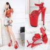 Frauen Schuhe Sexy Nachtclub Wasserdichte Plattform Patent Leder Feine Ferse Hass Hohe Weibliche Sandalen 20 cm ferse 10 cm plat von LFD