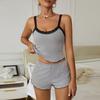 Fashion Contrast Color Sex Suspender Shorts Set Underwear Women's Loungewear Pajamas