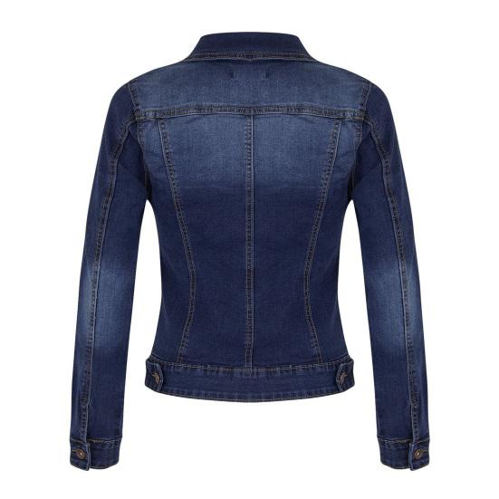 Dámská džínová bunda retro jednořadá slim fit límec dlouhé rukávy jednobarevné kapsy s klopou dámský kabát bunda na dojíždění