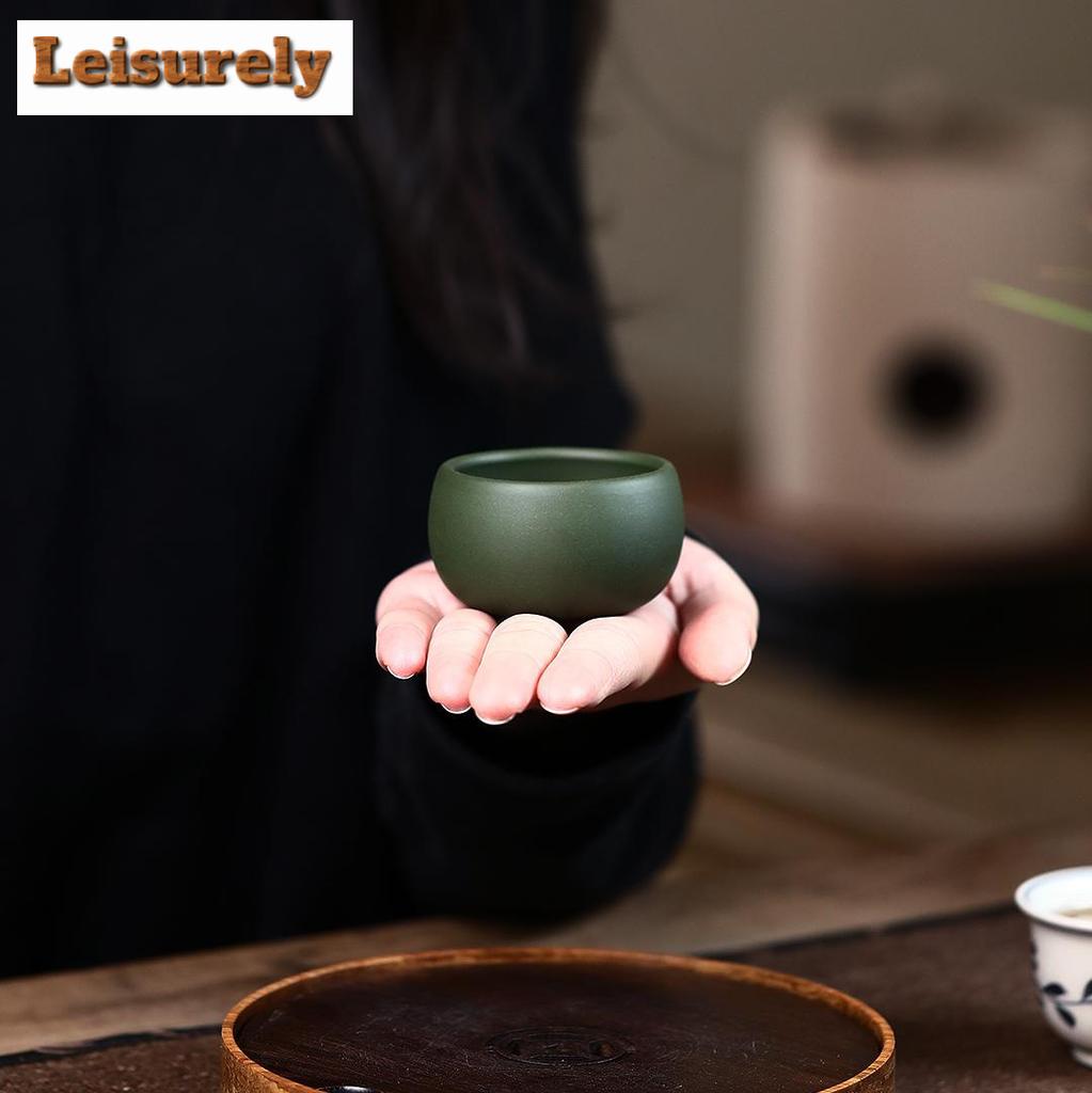 Lote de 2 tazas de té de arcilla morada antiguas, hechas a mano, portátiles, pequeñas, personales, chinas, Zisha, Kung Fu, 50 ml