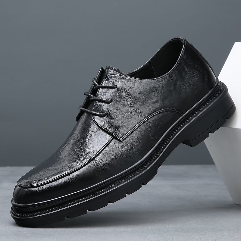 

Fashion Brown Round Toe Lightweight Men s Leather Shoes Lace Up Fashion Classic Original 2025 Size 45 Pu Male Casual Shoe High Quality 44