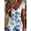 Summer V-neck 3D Printed Top Fashionable Casual Short Sleeved Women's T-shirts