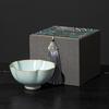 Ru Kiln Crackled Ceramic Gongfu Tea Tasting Cup - Cultivable Master Cup in Gift Box Packaging.