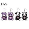 Unique Statement Earrings 1 Pair Halloween Dangle for Women, 2D Acrylic Cute Edgy Dark Aesthetic Jewelry Skeleton Bear Earrings, Funny Party