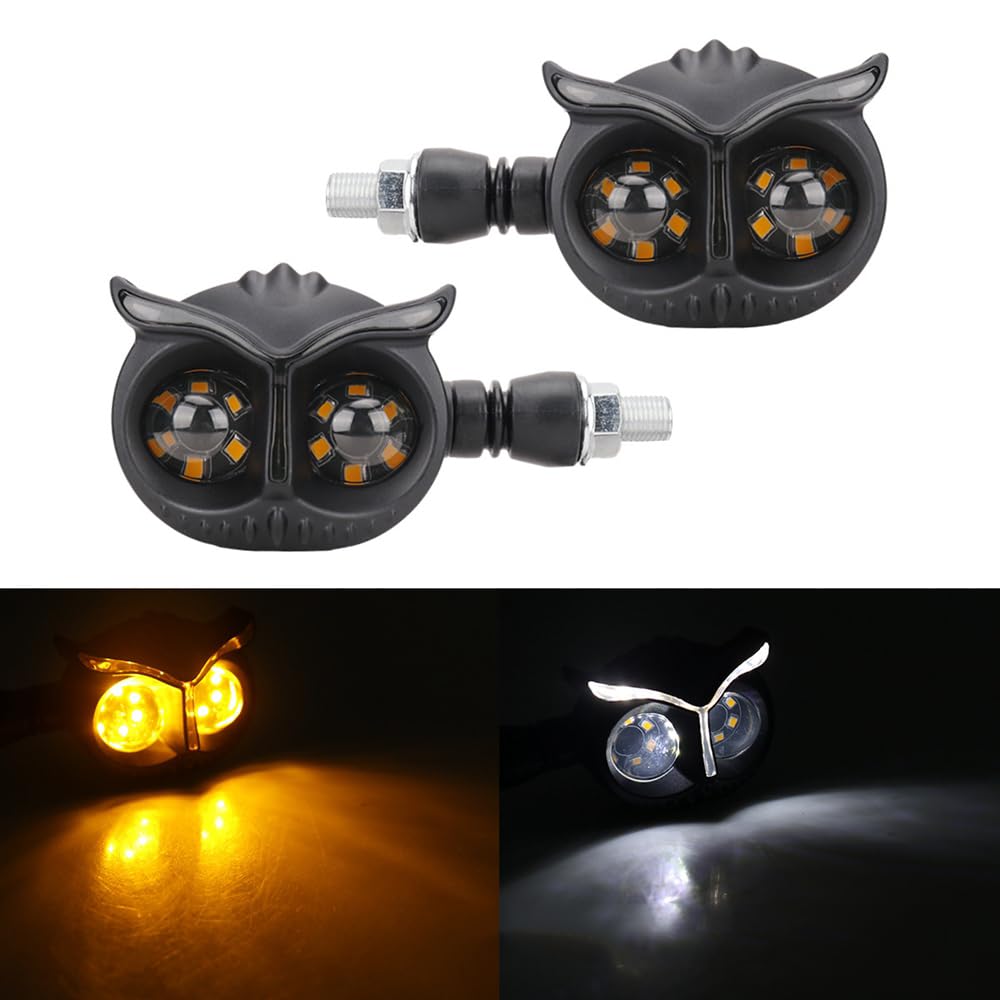 2pcs Motorcycle Bullet Front Turn Signal Light Turn Signal Indicator White Amber Light Fits Most Universal Motorcycles (Yellow+White)