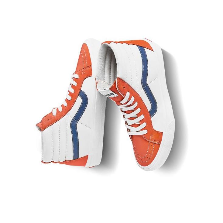 Vans Sk8 Reissue Vlt Lx High-Top Skate Shoes Unisex Sneakers White Orange VN0A4BVH22E