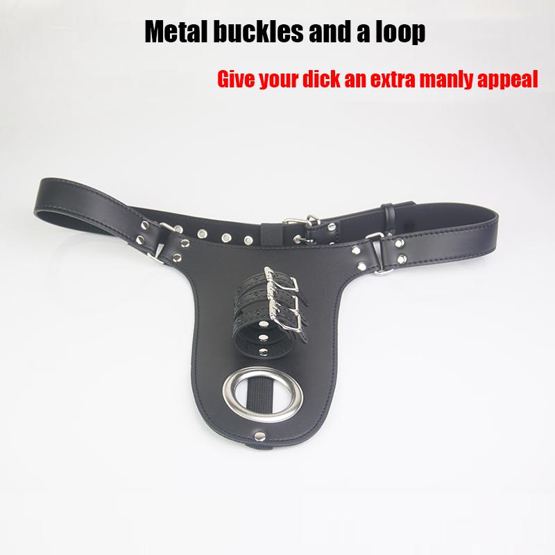 Male Dick-tied Chastity Belt,Leather BDSM Lingerie with Cock Penis Ring,Bondage Gear,Sex Toys For Men
