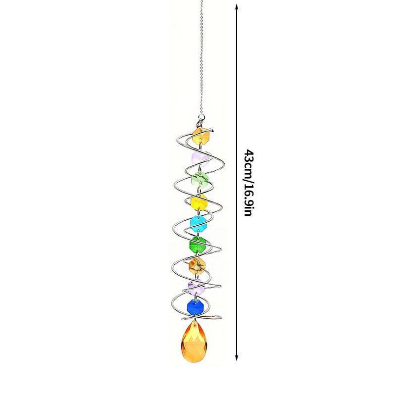 Crystal Spiral Wind Chime Prism Sun Light Catcher Rotating Hook Wind Spinner Pendants Home Nursery Garden Yard Hanging Decor