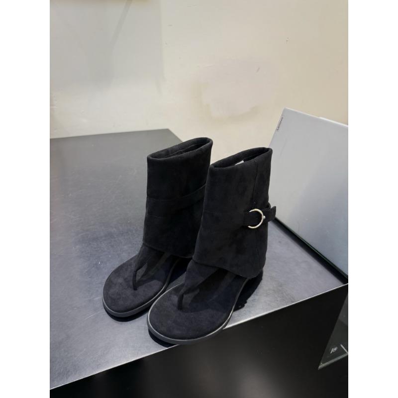 

Fashion toe cool boots cover boots summer new leather fashion round head personalized herringbone sandals 40 чорний