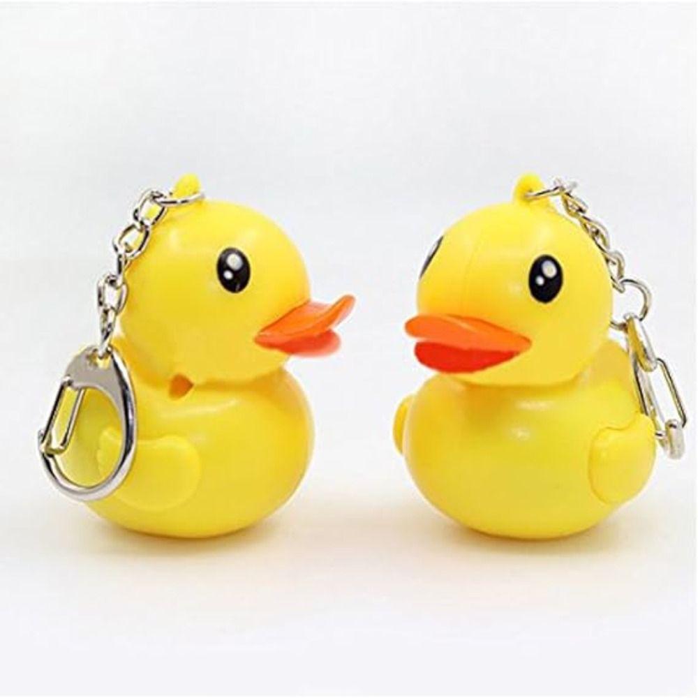Animal Shape Sound Light Keychain Model Doll LED Duck Keyring  Children's Gifts