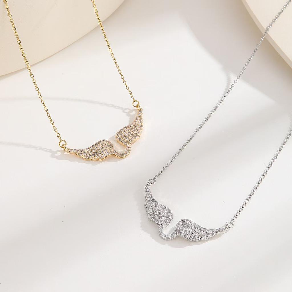 Angel Wing Rhinestone Inlaid Clavicle Necklace Fashion Charm Jewelry